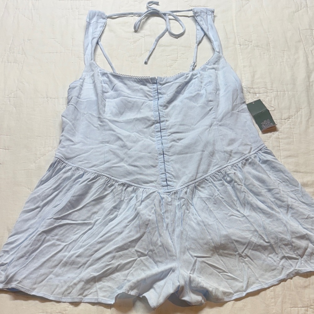 Wild Fable Cottagecore Light Blue Babydoll Romper Tie Back Plus Size XXL NWT